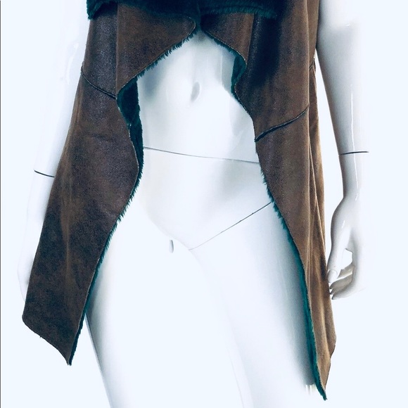 NWT Whiskey Boho Chic Faux  Suede/Fur Vest - Picture 2 of 4